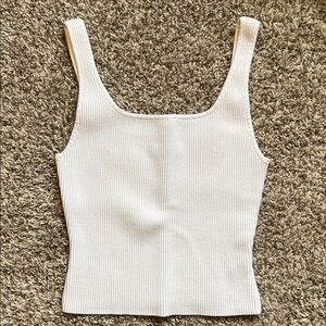 Aritzia Babaton Ribbed Knit Tank Top - White